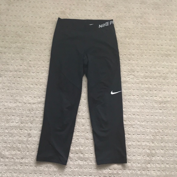 Nike Pants - Nike Cropped Leggings Small Black Mesh
